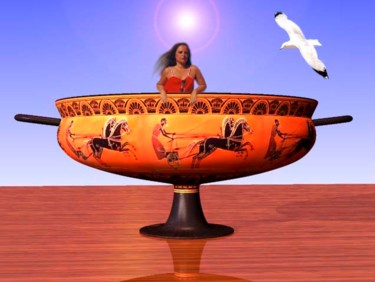 Arte digitale intitolato "Coppa con auriga" da Ida Siniscalchi, Opera d'arte originale, Pittura digitale