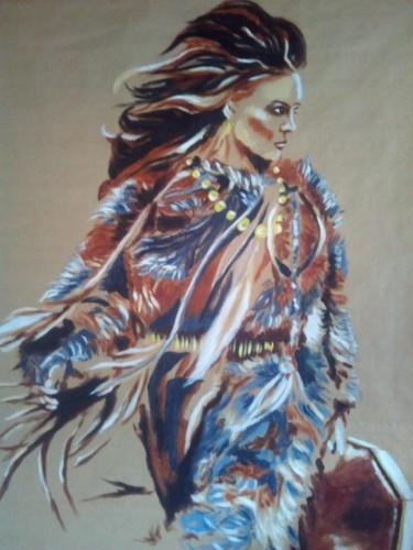 Peinture intitulée "Peinture Femme "Cha…" par Idhem San, Œuvre d'art originale, Huile