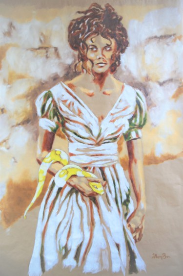 La Prêtresse Vaudou Peinture intitulée "La Prêtresse Vaudou" par Idhem San, Œuvre d'art originale, Huile