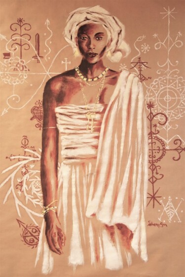 Painting titled "Vaudou du Bénin" by Idhem San, Original Artwork, Oil