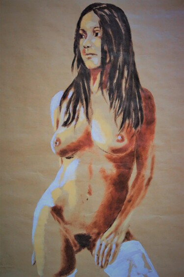 Peinture femme nue " Déhanché" Peinture intitulée "Peinture femme nue…" par Idhem San, Œuvre d'art originale, Huile