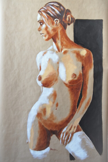 Картина под названием "Peinture femme nue…" - Idhem San, Подлинное произведение искусства, Масло