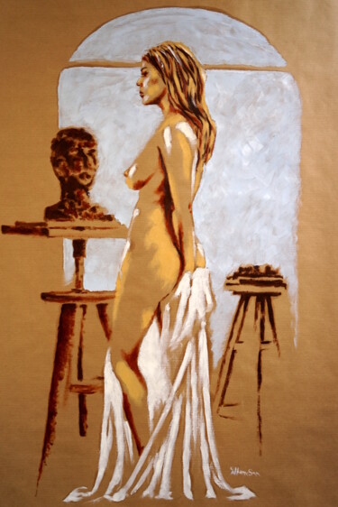 Schilderij getiteld "Peinture femme nue…" door Idhem San, Origineel Kunstwerk, Olie