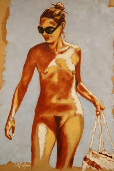 Peinture intitulée "Peinture femme nue"…" par Idhem San, Œuvre d'art originale, Huile