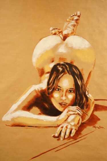 Painting titled "Peinture femme nue…" by Idhem San, Original Artwork, Oil