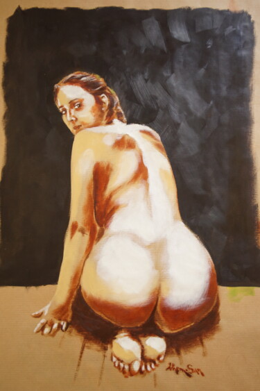 Pintura intitulada "Peinture femme nue…" por Idhem San, Obras de arte originais, Óleo
