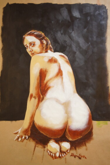 Painting titled "Peinture femme nue…" by Idhem San, Original Artwork, Oil