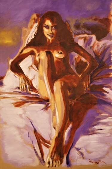 Painting titled "Peinture femme nue…" by Idhem San, Original Artwork, Oil