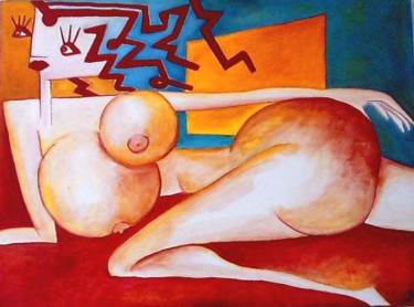 Painting titled "LA FEMME DIABOLIQUE" by Nadia Pereira, Original Artwork, Oil