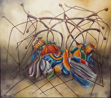 Peinture intitulée "Sans titre" par Idrissa Savadogo, Œuvre d'art originale, Huile