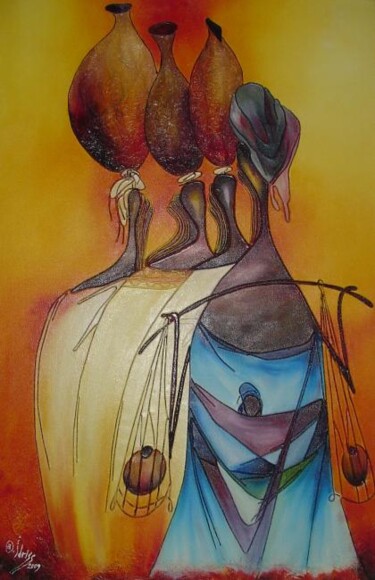Peinture intitulée "Retour de la source…" par Idrissa Savadogo, Œuvre d'art originale