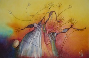Peinture intitulée "Danse traditionnelle" par Idrissa Savadogo, Œuvre d'art originale
