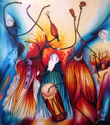 Painting titled "Danse Mystique" by Idrissa Savadogo, Original Artwork