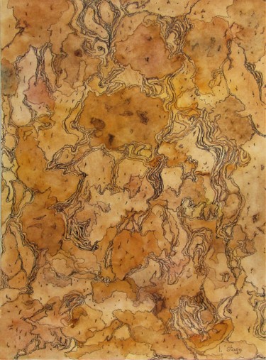 Disegno intitolato "Dérivé de Quercus S…" da Isabelle Stagg, Opera d'arte originale, Acquarello