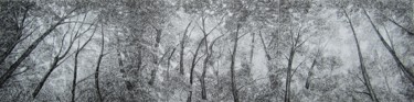 Dessin intitulée "Chênes et pins II/O…" par Isabelle Stagg, Œuvre d'art originale, Encre