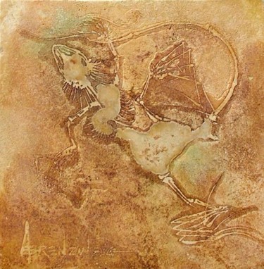Painting titled "Fossil Lizard" by Antonio Ehrenzweig, Original Artwork