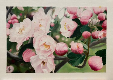 Pittura intitolato "Apple blossoms" da Ieva Graudina (IGraudinaArt), Opera d'arte originale, Olio