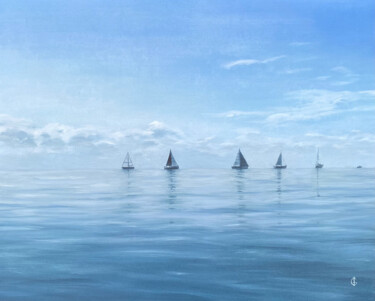 Painting titled "SEA DAY" by Ieva Graudina (IGraudinaArt), Original Artwork, Oil