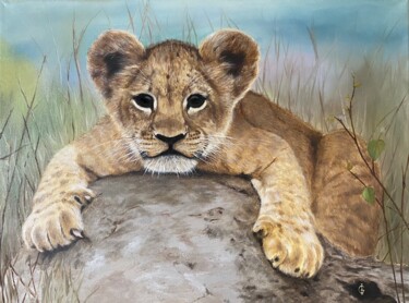 Painting titled "Lion prince" by Ieva Graudina (IGraudinaArt), Original Artwork, Oil