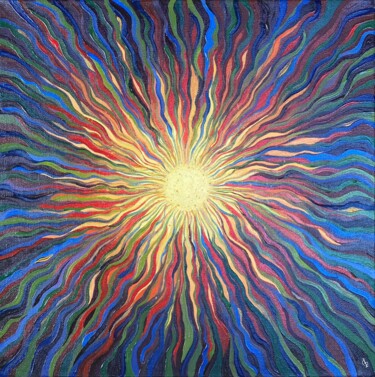 Painting titled "BURNING SUN" by Ieva Graudina (IGraudinaArt), Original Artwork, Oil