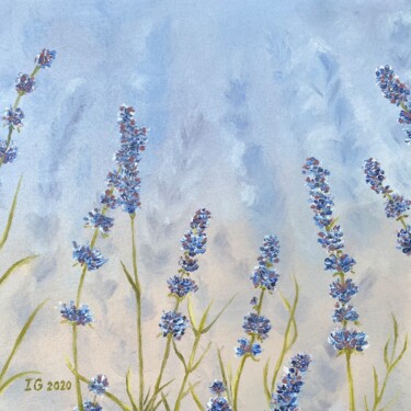 Painting titled "FIELDS OF LAVENDER" by Ieva Graudina (IGraudinaArt), Original Artwork, Oil