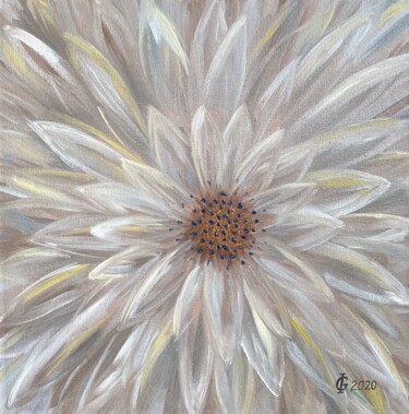 Painting titled "ABSTRACT DAHLIA" by Ieva Graudina (IGraudinaArt), Original Artwork, Oil