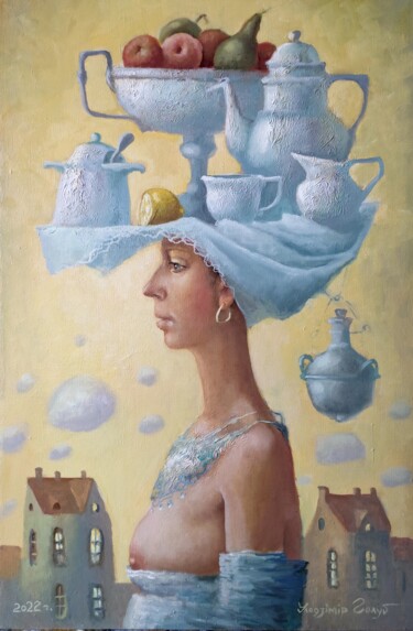 Malerei mit dem Titel "утренний чай" von Vladimir Golub, Original-Kunstwerk, Öl