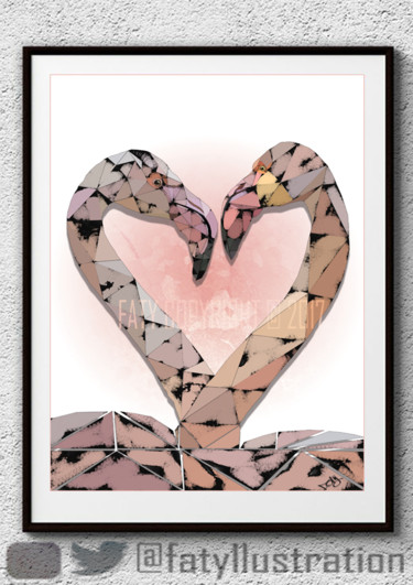 Digital Arts titled "Pink Heart" by Faty, Original Artwork, Digital Painting