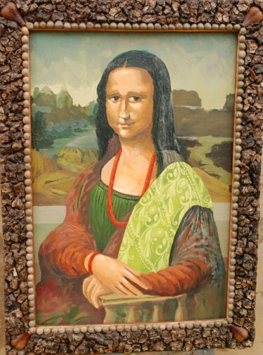 Malerei mit dem Titel "Mona Lisa - African…" von Ifeoluwa Olojede, Original-Kunstwerk, Öl