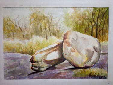 绘画 标题为“The Rocks” 由Ifeoluwa Olojede, 原创艺术品, 水彩