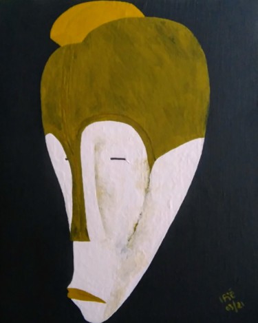 Картина под названием "Fang's Mask" - Denis Christian Biouele (IFIE), Подлинное произведение искусства, Эмаль