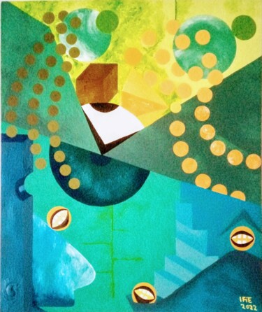 Painting titled "The Other World" by Denis Christian Biouele (IFIE), Original Artwork, Enamel