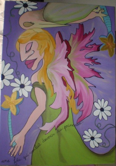 Painting titled "fée princesse" by Isabelle Fontana, Original Artwork