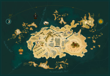 Artes digitais intitulada "Fantasy map" por Florin, Obras de arte originais, Trabalho Digital 2D