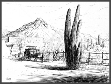 Mining town Drawing titled "Mining town" by Igal, Original Art, Ink