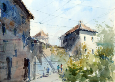French village Картина под названием "French village" - Igal, Подлинное произведение искусства, Акварель