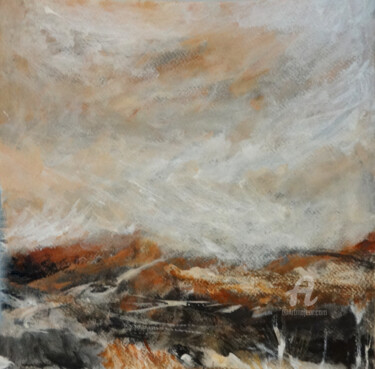 Painting titled "Brown Sky Landscape…" by Indrani Ghosh, Original Artwork, Acrylic