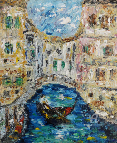 Peinture intitulée "Italy Venice Canal…" par Indrani Ghosh, Œuvre d'art originale, Huile