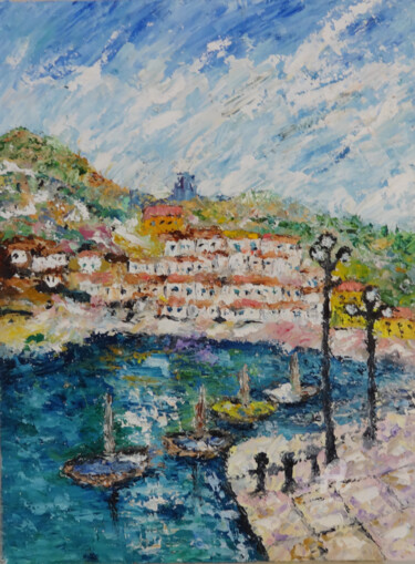 Painting titled "Italy Coast Amalfi…" by Indrani Ghosh, Original Artwork, Oil