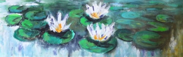 Painting titled "Water Lily Pond Acr…" by Indrani Ghosh, Original Artwork, Acrylic