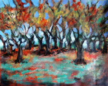 Malerei mit dem Titel "Trees In the Forest…" von Indrani Ghosh, Original-Kunstwerk, Acryl