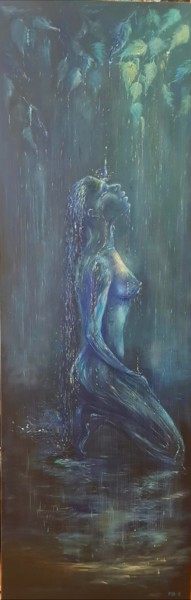 Картина под названием "Капля" - Iryna Tartakowski, Подлинное произведение искусства, Масло Установлен на Деревянная рама для…