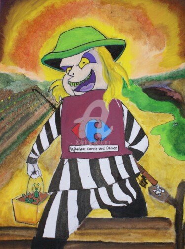 Malerei mit dem Titel "Beetlejuice" von Igihozo, Original-Kunstwerk, Acryl