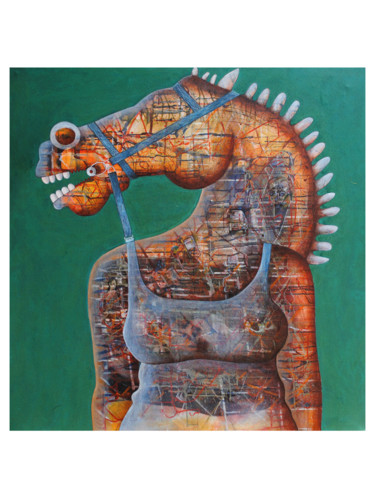 Painting titled "Horse-acrylic-on-ca…" by Khadirsab Guledagudd, Original Artwork