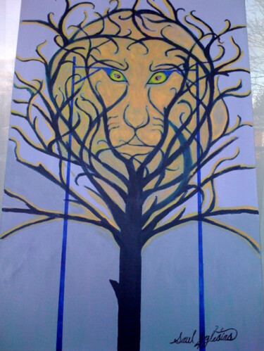 Pintura titulada "the lion faced tree…" por Iglesias, Obra de arte original, Otro