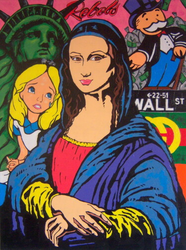 Картина под названием "Mona Lisa wonderland" - Ignacio Galli, Подлинное произведение искусства, Акрил