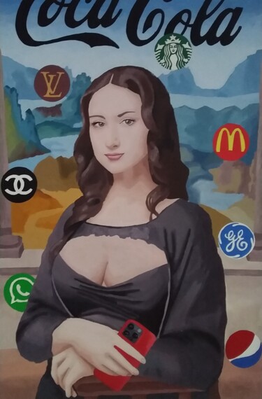 Malarstwo zatytułowany „Mona Lisa” autorstwa Ignacio Galli, Oryginalna praca, Akryl