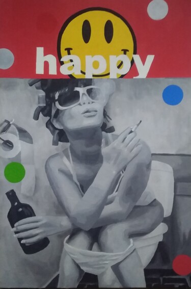 Malerei mit dem Titel "Happy" von Ignacio Galli, Original-Kunstwerk, Acryl