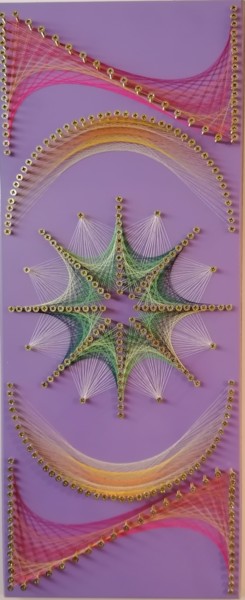 Purple Blossom Art textile intitulée "Purple Blossom" par Ignas Kance, Œuvre d'art originale, String Art