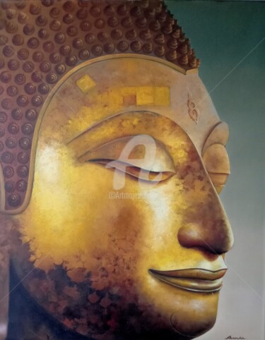 Картина под названием "Золотой Будда.." - Игорь Абрамов, Подлинное произведение искусства, Масло